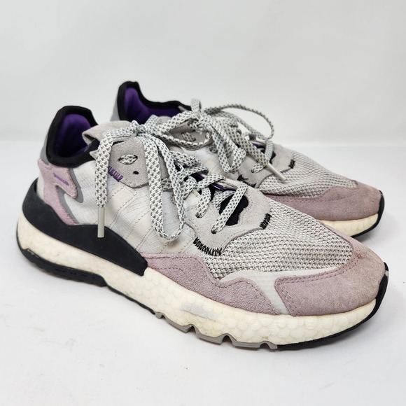 adidas Shoes - Adidas Nite Jogger Gray Soft Vision Purple Running Shoes Womens 7.5 Sneakers
